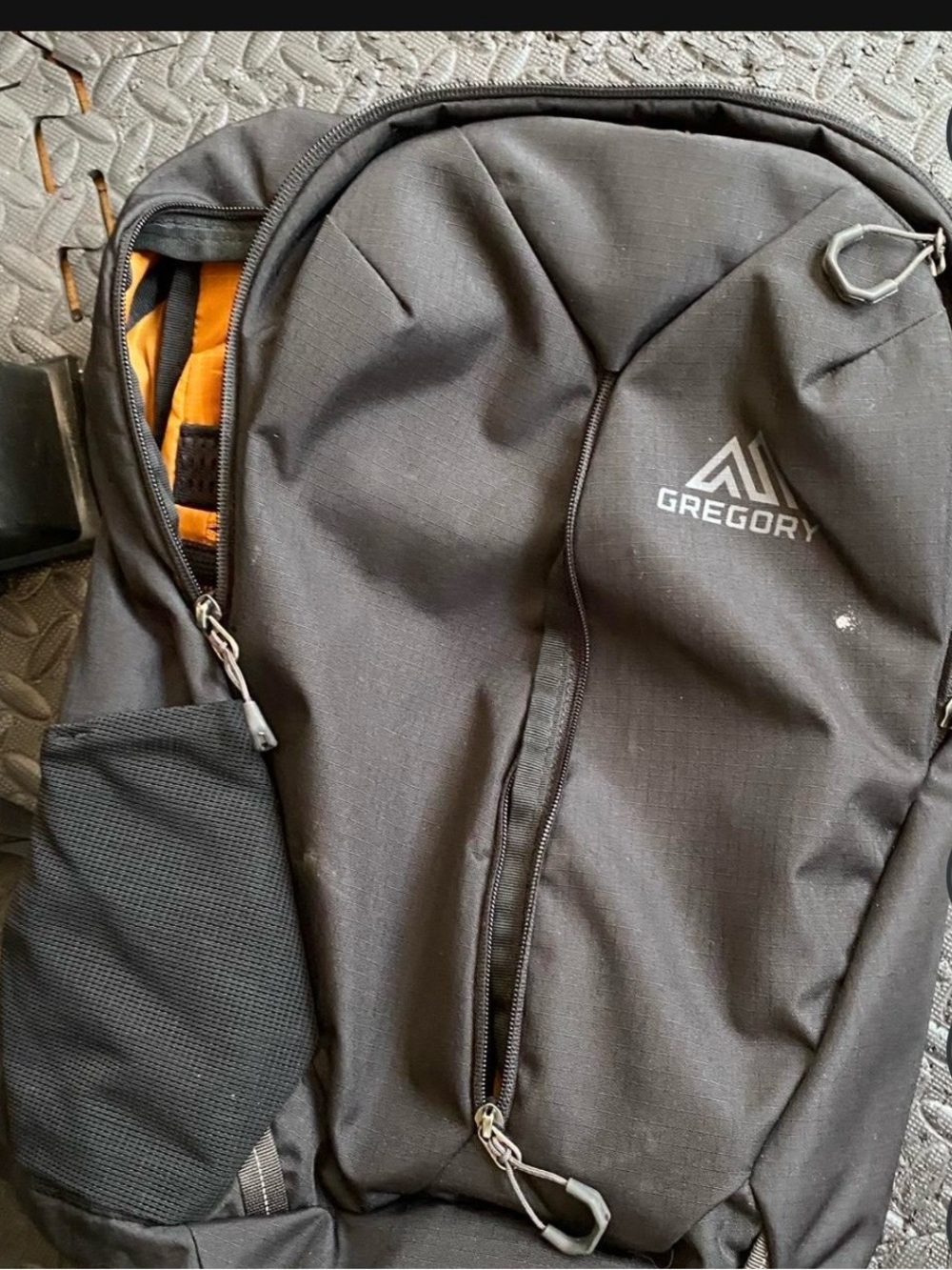 Gregory Black Backpack with Orange Interior Organizer
